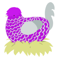 A amethyst and silver chicken with a lace pattern
