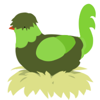 A olive and grass chicken with a head pattern