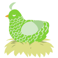 A grass and gluppy chicken with a lace pattern