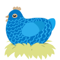 A sapphire and sky chicken with a lace pattern