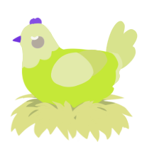 A lime and lemon chicken with a head pattern
