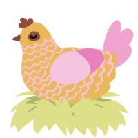 A honey and pink chicken with a lace pattern