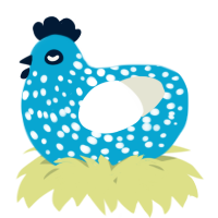A cerulean and white chicken with a speckle pattern