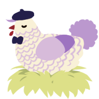 A cream and lilac chicken with a lace pattern