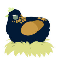 A tumblr and gold chicken with a neck-speckle pattern