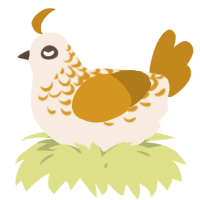 A cream and ochre chicken with a half-lace pattern