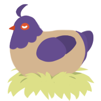 A beige and overcast chicken with a head pattern