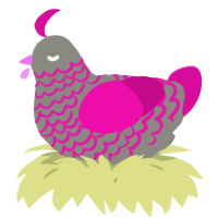A ash and fuchsia chicken with a lace pattern
