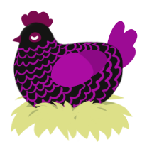 A black and plum chicken with a lace pattern