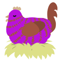 A amethyst and russet chicken with a bar pattern