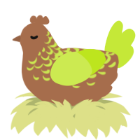 A brown and lime chicken with a half-lace pattern