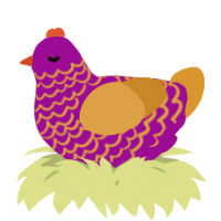 A plum and orange chicken with a lace pattern
