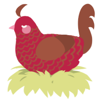 A crimson and russet chicken with a lace pattern