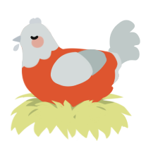 A vermilion and silver chicken with a head pattern