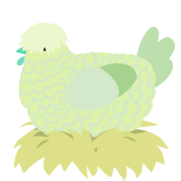 A apple and gluppy chicken with a lace pattern