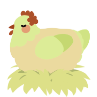 A cream and apple chicken with a head pattern