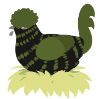 A sable and olive chicken with a bar pattern