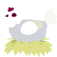 A mist and white chicken with a head pattern