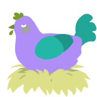 A lilac and turquoise chicken