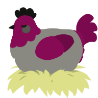A ash and wine chicken with a head pattern