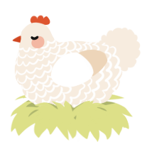 A cream chicken with a lace pattern