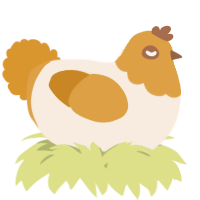 A cream and orange chicken with a head pattern