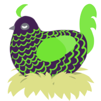 A gluppy and violet chicken with a lace pattern
