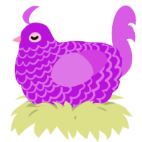 A amethyst and orchid chicken with a lace pattern