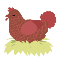 A russet and red chicken with a lace pattern