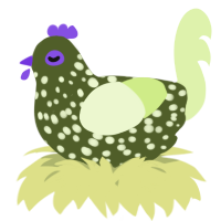 A olive and apple chicken with a speckle pattern