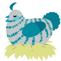 A silver and sea chicken with a bar pattern