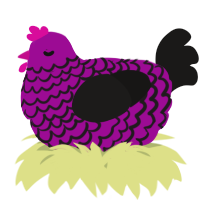 A plum and sable chicken with a lace pattern