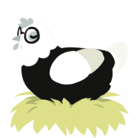 Chickenjourney, a black and white chicken with a head pattern