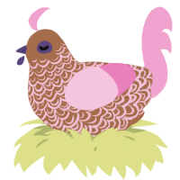 A brown and pink chicken with a double-lace pattern