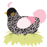 A sable and rose chicken with a double-lace pattern