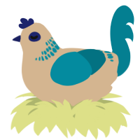 A beige and sea chicken with a neck-band pattern