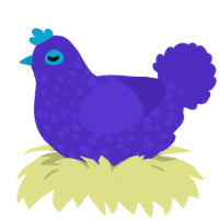 bongo, a indigo chicken with a speckle pattern