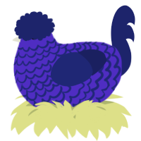 A indigo and navy chicken with a lace pattern