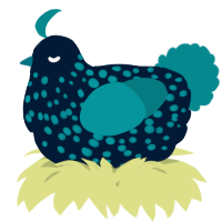 A tumblr and teal chicken with a speckle pattern