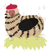 A beige and sable chicken with a bar pattern