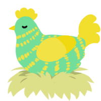 A spring and yellow chicken with a bar pattern