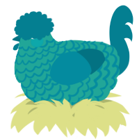 A turquoise and sea chicken with a lace pattern