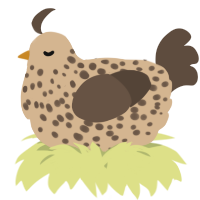 A beige and bark chicken with a speckle pattern