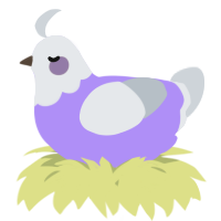 A lilac and mist chicken with a head pattern
