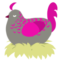 A ash and fuchsia chicken with a half-lace pattern