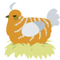 A orange and mist chicken with a half-bar pattern