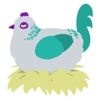 A mist and turquoise chicken with a neck-band pattern