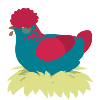 A sea and crimson chicken with a neck-speckle pattern