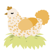 A cream and honey chicken with a speckle pattern