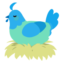 A mint and sky chicken with a head pattern